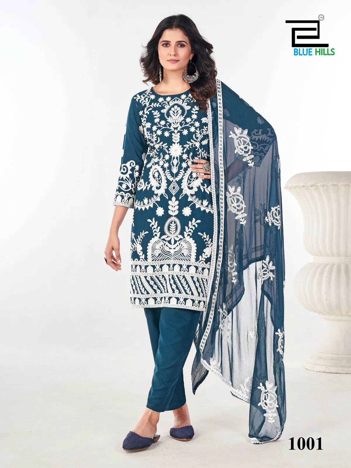 Sahiba By Blue Hills Rayon Heavy Work Designer Kurti With Bottom Dupatta Wholesale Online